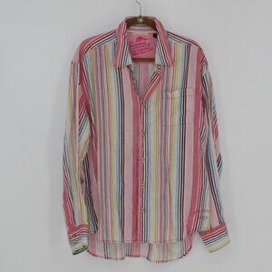 7 Tommy Bahama Stripe Long Sleeve Button Down Shirt Men Size XL